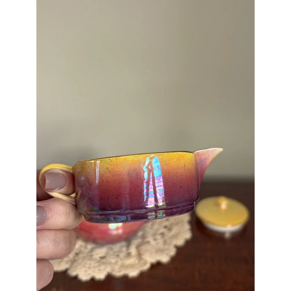 Vintage Royal Winton Grimwades stackable 4-pc tea set luster rainbow art deco